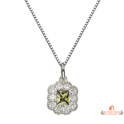 Collier Carla Nogueres argent pierre verte zirconium entourée élégant
