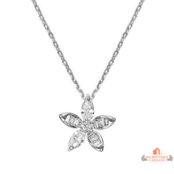 Collier Carla Nogueres argent fleur zirconium blanc élégant