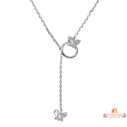 Collier Carla Nogueres argent papillon zirconium chaîne pendante
