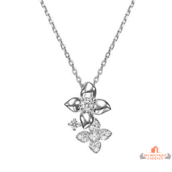 Collier Carla Nogueres argent double fleur zirconium
