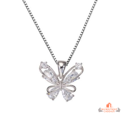 Collier Carla Nogueres papillon ajouré argent zirconium