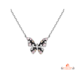 Collier Carla Nogueres papillon noir argent zirconium