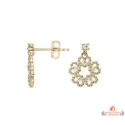 Boucles d’oreilles Carla Nogueres fleur ajourée oxyde de zirconium plaqué or garantie 2 ans