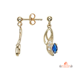 Boucles d’oreilles Carla Nogueres infini pierre bleue oxyde de zirconium plaqué or garantie 2 ans