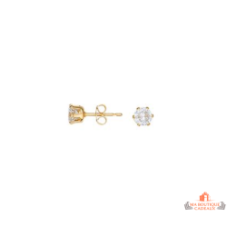 Boucles d’oreilles Carla Nogueres solitaire 4 mm oxyde de zirconium plaqué or garantie 2 ans