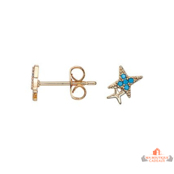 Boucles d’oreilles Carla Nogueres étoiles turquoise oxyde de zirconium plaqué or garantie 2 ans