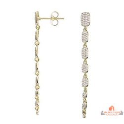 Boucles d’oreilles Carla Nogueres longues rectangles oxyde de zirconium plaqué or garantie 2 ans