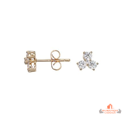 Boucles d’oreilles Carla Nogueres trio oxyde de zirconium plaqué or garantie 2 ans