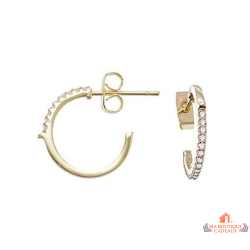 Boucles d’oreilles Carla Nogueres demi anneau 16 mm zirconium plaqué or garantie 2 ans