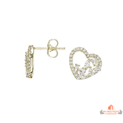 Boucles d’oreilles Carla Nogueres cœur oxyde de zirconium plaqué or garantie 2 ans