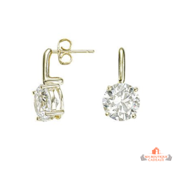 Boucles d’oreilles Carla Nogueres pierre blanche pendante oxyde de zirconium plaqué or garantie 2 ans