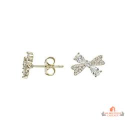 Boucles d’oreilles Carla Nogueres nœud papillon oxyde de zirconium plaqué or garantie 2 ans