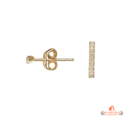 Boucles d’oreilles Carla Nogueres barre rectangle oxyde de zirconium plaqué or garantie 2 ans