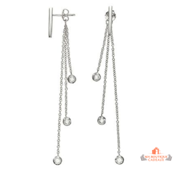 Boucles d’oreilles Carla Nogueres argent chaînes pendantes oxyde zirconium garantie 2 ans