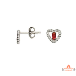 Boucles d’oreilles Carla Nogueres cœur argent pierre rouge bijou amour garantie 2 ans
