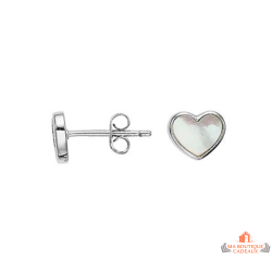 Boucles d’oreilles Carla Nogueres cœur argent nacre bijou élégant garantie 2 ans