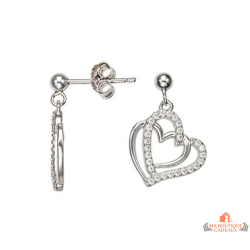 Boucles d’oreilles Carla Nogueres double cœur argent oxyde zirconium garantie 2 ans