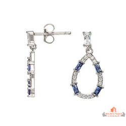 Boucles d’oreilles Carla Nogueres goutte bleu effet saphir oxyde zirconium garantie 2 ans