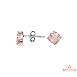 Boucles d’oreilles Carla Nogueres argent pierre rose oxyde de zirconium carré garantie 2 ans