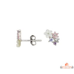 Boucles d’oreilles Carla Nogueres argent fleurs multicolores oxyde zirconium garantie 2 ans