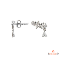 Boucles d’oreilles Carla Nogueres argent fleurs avec pierre pendante oxyde zirconium garantie 2 ans