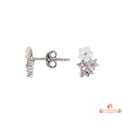 Boucles d’oreilles Carla Nogueres argent fleur blanche oxyde zirconium garantie 2 ans