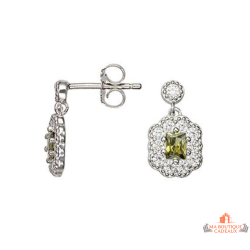Boucles d’oreilles Carla Nogueres argent rosace pierre verte oxyde zirconium garantie 2 ans