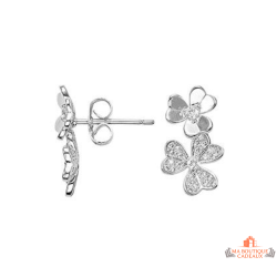 Boucles d’oreilles Carla Nogueres argent deux trèfles zirconium garantie 2 ans