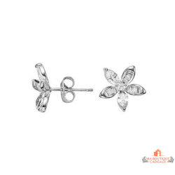 Boucles d’oreilles Carla Nogueres argent fleur zirconium garantie 2 ans