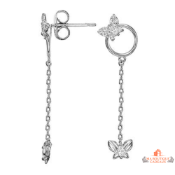 Boucles d’oreilles Carla Nogueres argent papillons chaîne zirconium garantie 2 ans