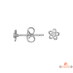 Boucles d’oreilles Carla Nogueres argent fleur ajourée zirconium garantie 2 ans