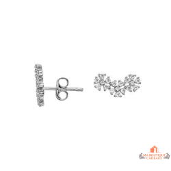 Boucles d’oreilles Carla Nogueres argent trois fleurs zirconium garantie 2 ans