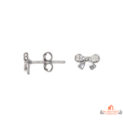 Boucles d’oreilles Carla Nogueres argent nœud papillon zirconium garantie 2 ans