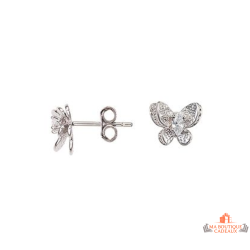 Boucles d’oreilles Carla Nogueres argent nœud zirconium perle imitation garantie 2 ans