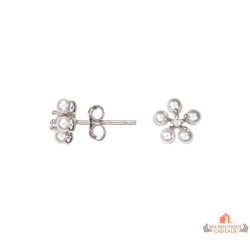Boucles d’oreilles Carla Nogueres argent étoile 5 perles imitation garantie 2 ans