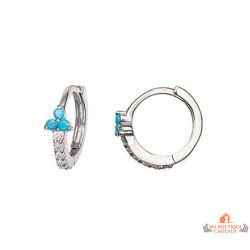 Boucles d’oreilles Carla Nogueres argent créoles turquoise zirconium garantie 2 ans