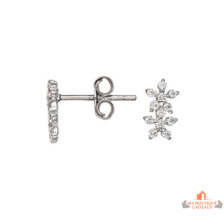Boucles d’oreilles Carla Nogueres argent double fleur zirconium garantie 2 ans
