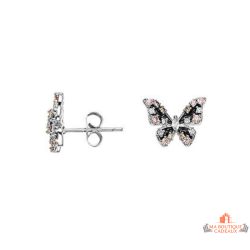 Boucles d’oreilles Carla Nogueres papillon multicolore zirconium noir rose blanc garantie 2 ans