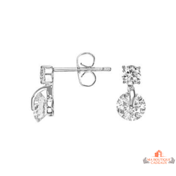 Boucles d’oreilles Carla Nogueres solitaire pendant zirconium argent garantie 2 ans