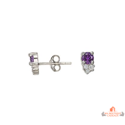Boucles d’oreilles Carla Nogueres améthyste zirconium argent violette garantie 2 ans