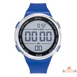 Montre digitale DIGITEC bleu argent grand écran étanche 5 ATM garantie 2 ans
