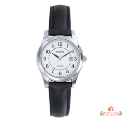 Montre INOTIME noire avec date cadran blanc élégante garantie 2 ans