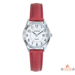 Montre INOTIME rouge avec date cadran blanc élégante garantie 2 ans