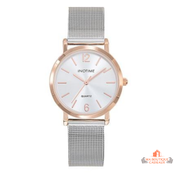 Montre INOTIME doré rose bracelet milanais argent cadran soleillé élégante garantie 2 ans