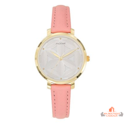 Montre femme INOTIME rose dorée cadran argenté motif géométrique garantie 2 ans