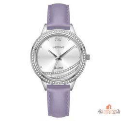 Montre femme INOTIME violet clair argentée cadran argenté strass garantie 2 ans