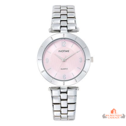 Montre femme INOTIME argentée cadran rose clair garantie 2 ans