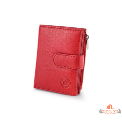 Compagnon cuir rouge portefeuille zippé vachette lisse élégant