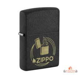 Briquet Zippo Black Crackle gravé logo briquet tempête garantie à vie