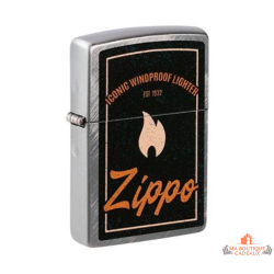 Briquet Zippo tissage diagonal motif vintage flamme rétro garanti à vie